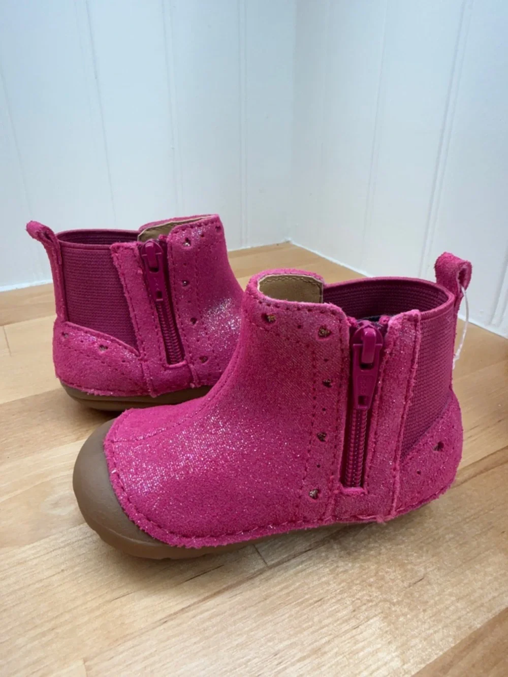 Stride Rite Girls' Pink Glitter Chelsea Boots Size 4M